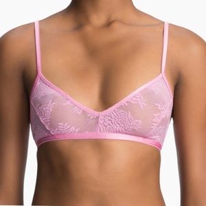 Savage X Fenty Pink Floral Lace Tie Back Bralette NWT [7050]